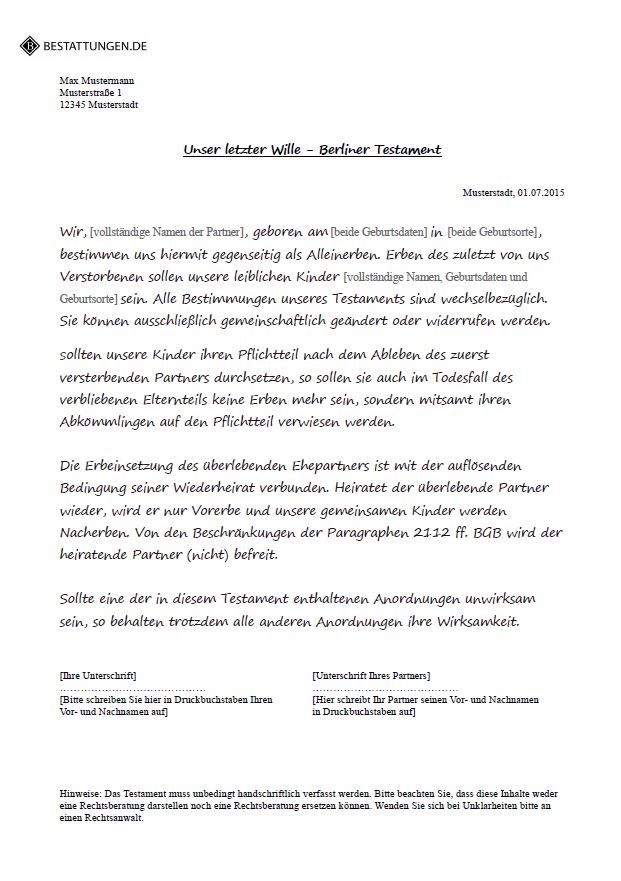 berliner testament muster pdf to word